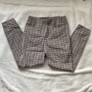 Soho Apparel Checkered Plaid Pants Brown Tan Women Small